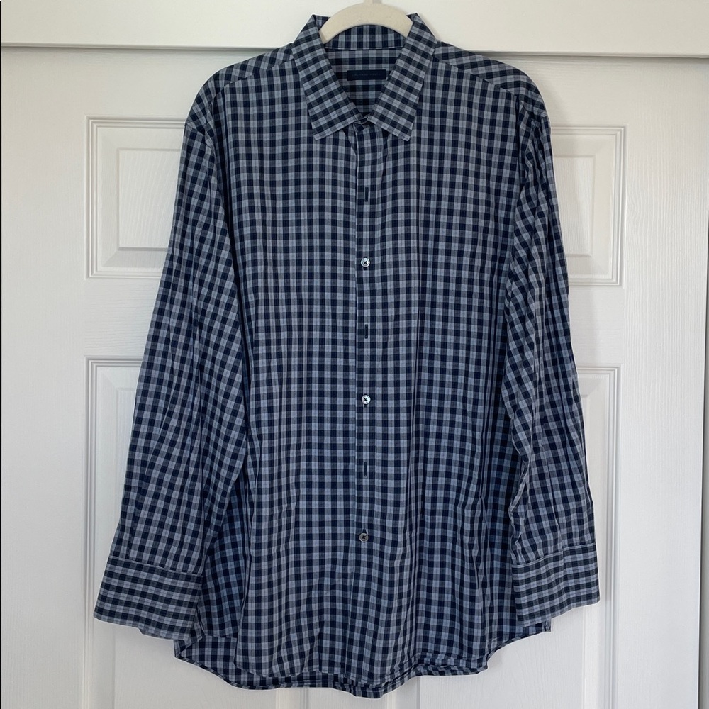 NWOT Zachary Prell 100% Cotton Blue Plaid Dress Shirt Men's XL